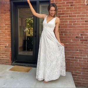 White Floral Lace Princess Wedding Dress 🌿S